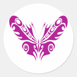 Sticker Rond Conception de tatouage à papillon tribal