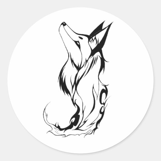 Sticker Rond Conception de tatouage Fox Tribal (Devant)