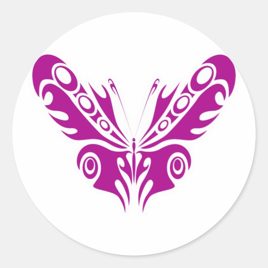 Sticker Rond Conception de tatouage tribal papillon (Devant)