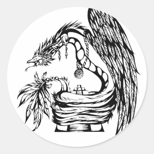 Sticker Rond Conception de tatouage Tribal Quetzal (Devant)