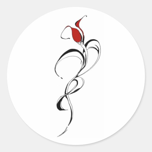 Sticker Rond Conception de tatouage Tribal Rose Rouge (Devant)