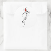 Sticker Rond Conception de tatouage Tribal Rose Rouge (Sac)