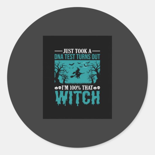Sticker Rond Conception de test ADN de sorcière d'Halloween (Devant)