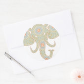 Sticker Rond Conception de tête d'éléphant de mandala (Enveloppe)
