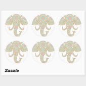 Sticker Rond Conception de tête d'éléphant de mandala (Feuille)