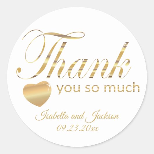 Sticker Rond Conception de texte blanc et or - Merci (Devant)