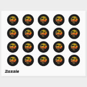 Sticker Rond Conception de texte de fille de coucher de soleil (Feuille)