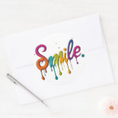 Sticker Rond Conception de texte multicouleur Smile (Enveloppe)