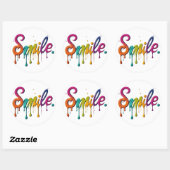 Sticker Rond Conception de texte multicouleur Smile (Feuille)