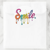 Sticker Rond Conception de texte multicouleur Smile (Sac)