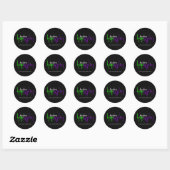 Sticker Rond Conception De Texte Vert Et Violet (Feuille)