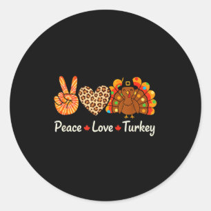 Sticker Rond Conception de Thanksgiving Paix Amour Dinde Lgrim,