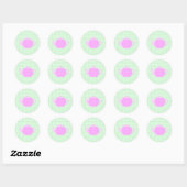 Sticker Rond Conception de théière rose sur chèque vert. (Feuille)