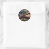 Sticker Rond Conception de tissu d'armure de drapeau américain (Sac)