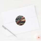 Sticker Rond Conception de tissu d'armure de drapeau américain (Enveloppe)