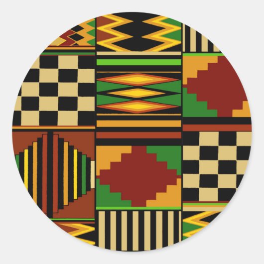 Sticker Rond Conception de tissu Royal Kente en Afrique (Devant)