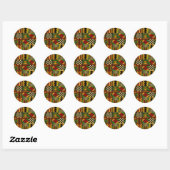 Sticker Rond Conception de tissu Royal Kente en Afrique (Feuille)