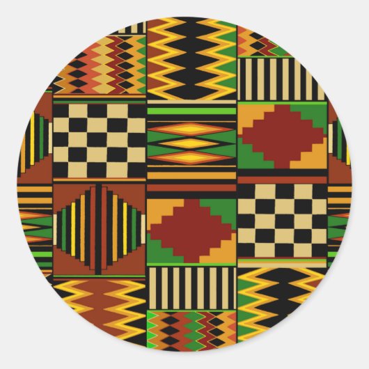 Sticker Rond Conception de tissu Royal Kente en Afrique (Devant)