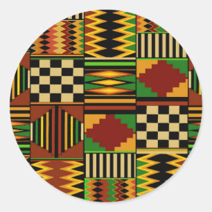 Sticker Rond Conception de tissu Royal Kente en Afrique