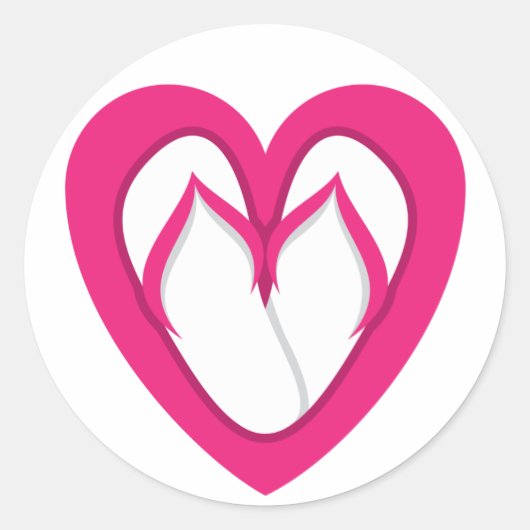 Sticker Rond conception de tongs roses 2 (Devant)