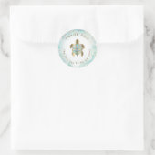 Sticker Rond conception de tortue marine sarcelle (Sac)