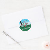 Sticker Rond Conception de vacances de golf de Noël joyeux (Enveloppe)