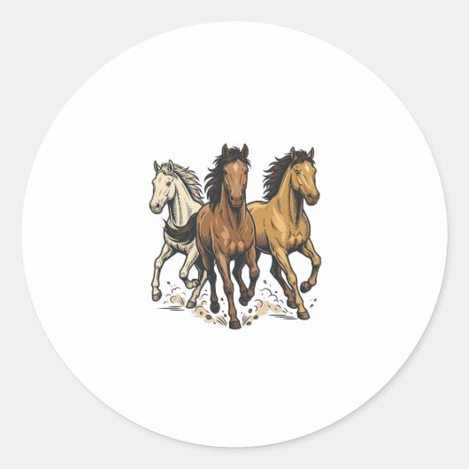 Sticker Rond Conception de vecteur d'art de chevaux de course v (Devant)