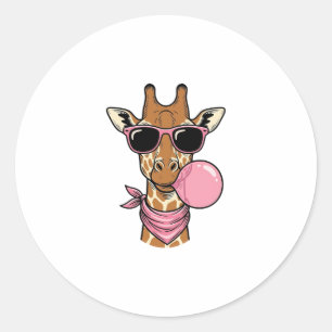 Sticker Rond Conception de vecteur de bubble gum de girafe de g