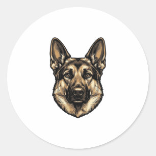 Sticker Rond Conception de vecteur de chien berger de gravure v