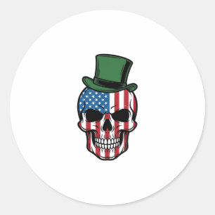 Sticker Rond Conception de vecteur de drapeau de crâne de trèfl
