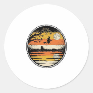 Sticker Rond Conception de vecteur de Halloween de coucher de s