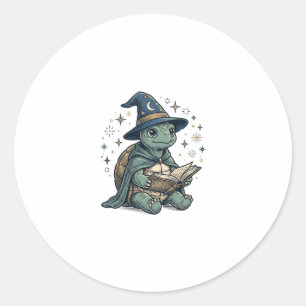 Sticker Rond Conception de vecteur de magicien de tortue mignon