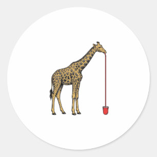 Sticker Rond Conception de vecteur de paille à boire de girafe
