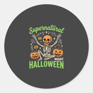 Sticker Rond Conception de vecteur de squelette surnaturel Hall