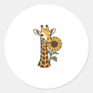 Sticker Rond Conception de vecteur de tournesol de girafe vinta
