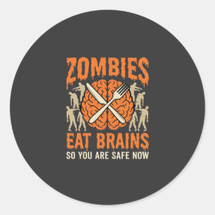 Sticker Rond Conception de vecteur drôle de zombie mangeant des