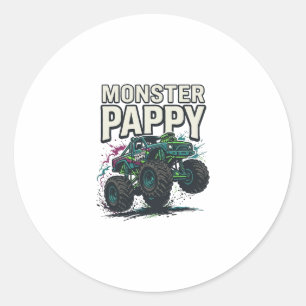 Sticker Rond Conception de vecteur vintage de camion monstre Pa