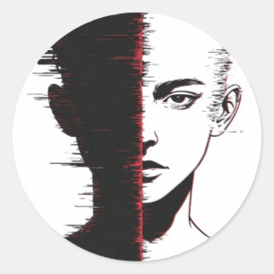 Sticker Rond Conception de visage de bogue – Art d'identité div