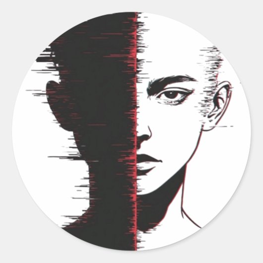 Sticker Rond Conception de visage de bogue – Art d'identité div (Devant)