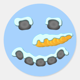 Sticker Rond Conception de visage de bonhomme de neige