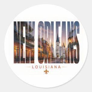 Sticker Rond Conception de voyage à La Nouvelle-Orléans en Loui