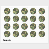 Sticker Rond Conception de Woodland Camouflage (Feuille)