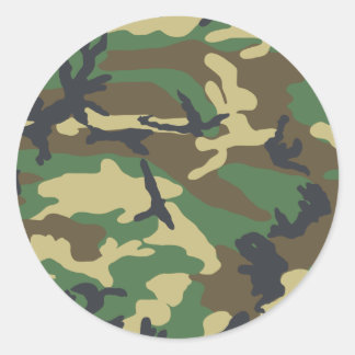 Sticker Rond Conception de Woodland Camouflage