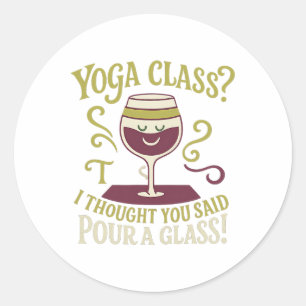 Sticker Rond Conception de yoga drôle de vin Cl pour un verre d