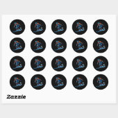 Sticker Rond Conception d'éclaboussures de ski – Art dynamique (Feuille)