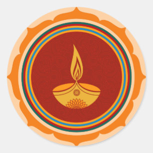 Sticker Rond Conception décorative de Lotus Diwali