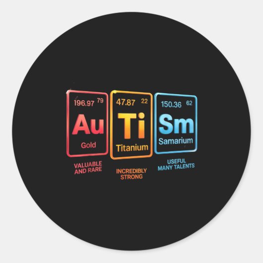 Sticker Rond Conception d'élément de science sur l'autisme insp (Devant)