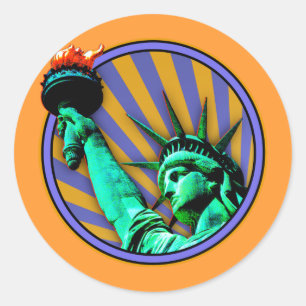Sticker Rond Conception d'emblème de la Statue de la Liberté