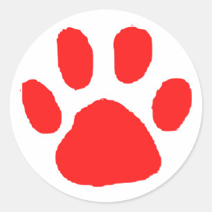 Sticker Rond Conception d'empreintes rouges (Empreinte de patte