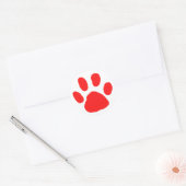 Sticker Rond Conception d'empreintes rouges (Empreinte de patte (Enveloppe)